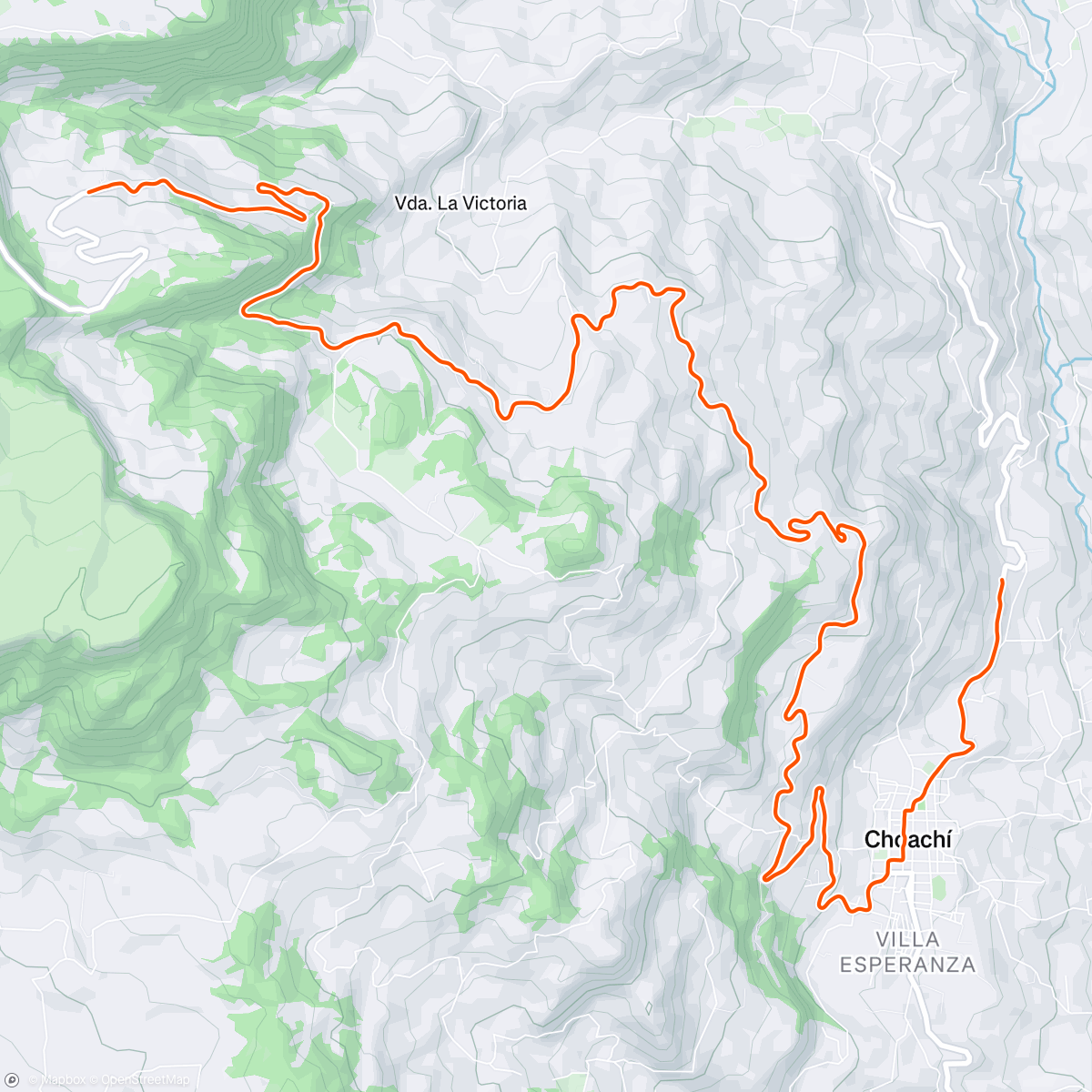 Map of the activity, Termales-Las coloretas (doble escalada)