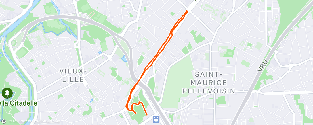 Carte de l'activité Course à pied dans l'après-midi