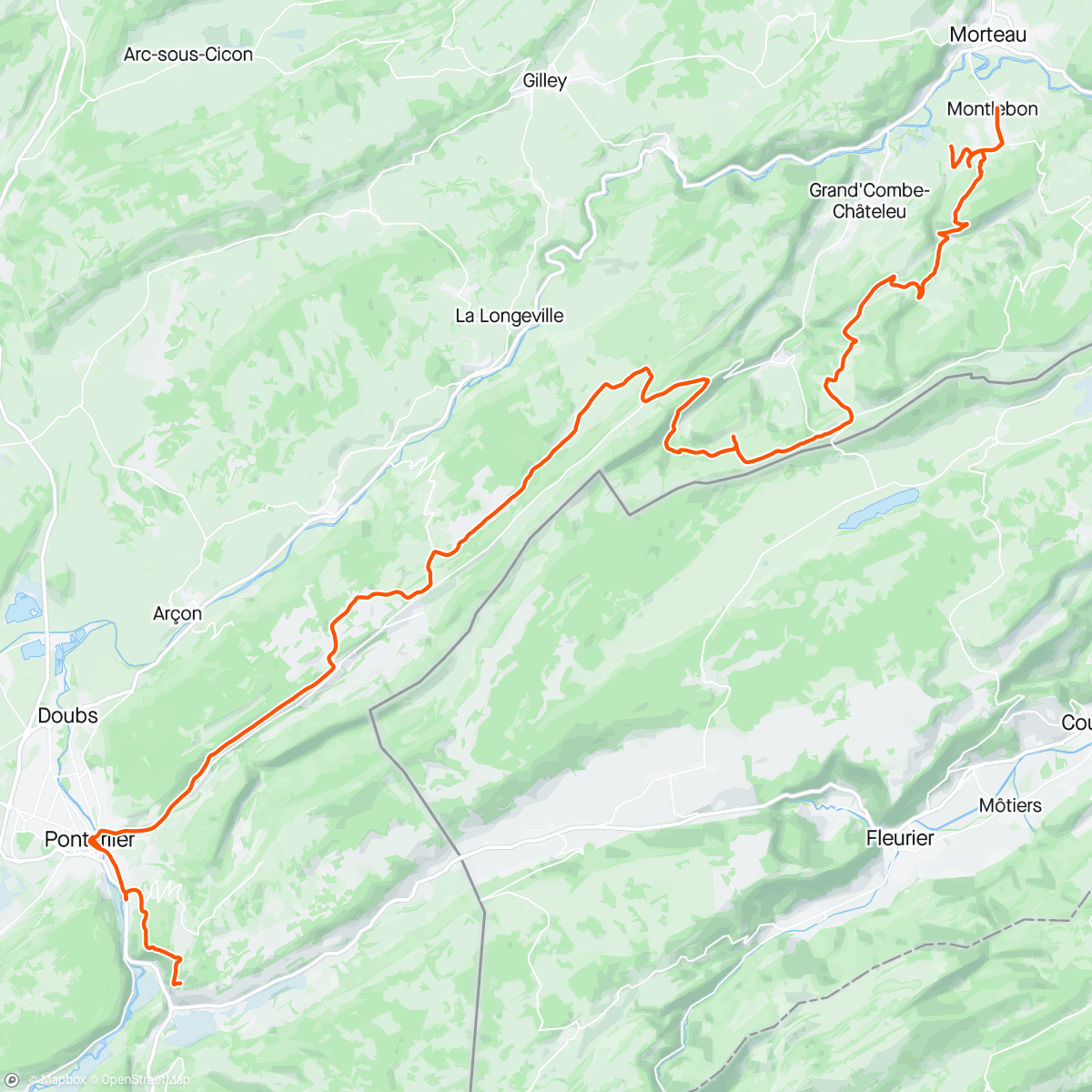 Map of the activity, Grande traversée du Jura day 2