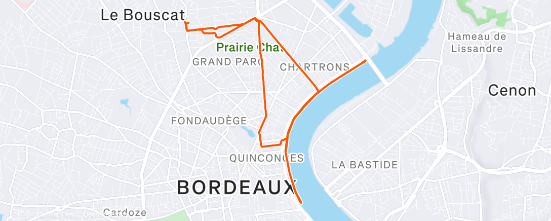 Map of the activity, Course à pied le matin