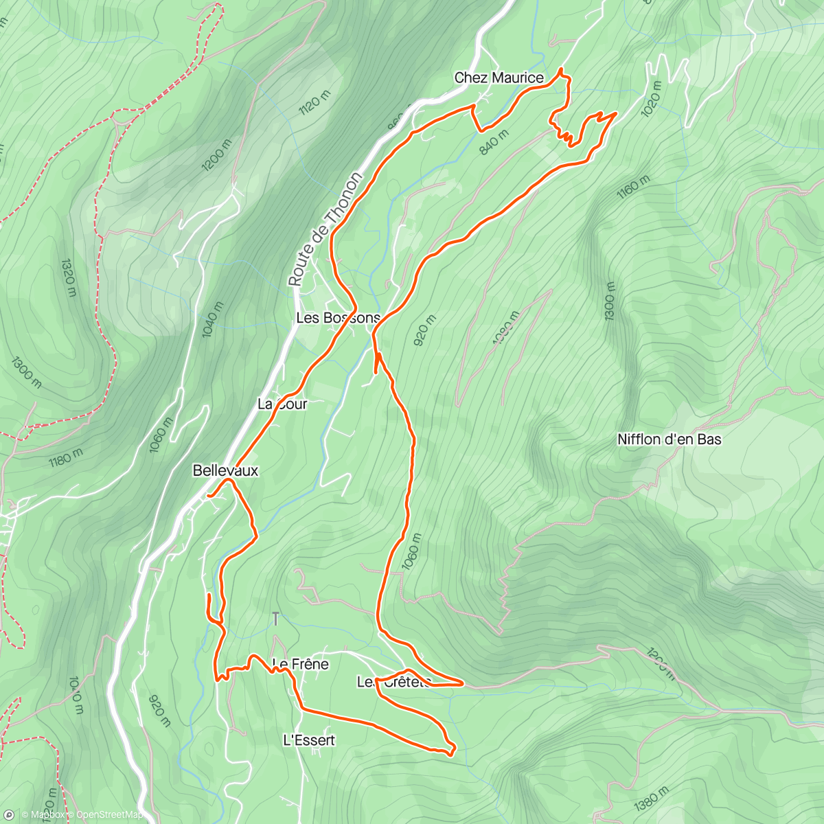 Map of the activity, Bellevaux