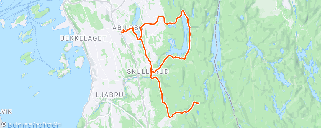 Map of the activity, Afternoon Ride - Østmarka