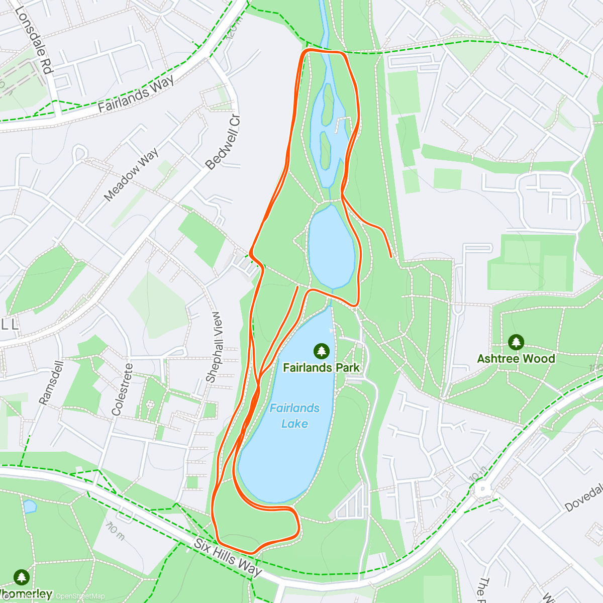 Map of the activity, Stevenage parkrun with Bella. 25.10