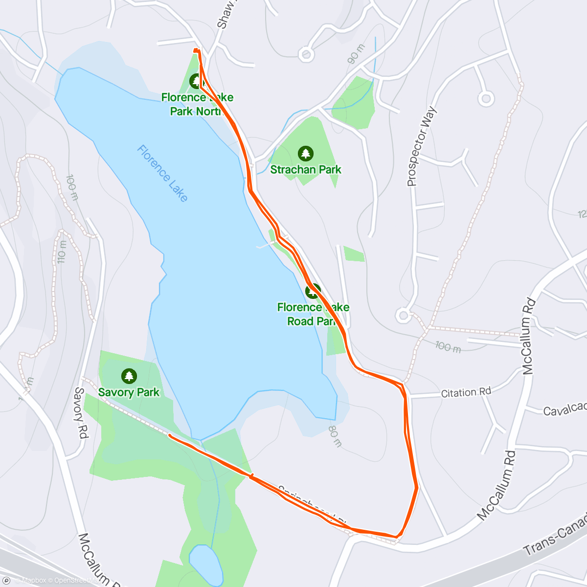 Map of the activity, Florence Lake Walk with my fiancé