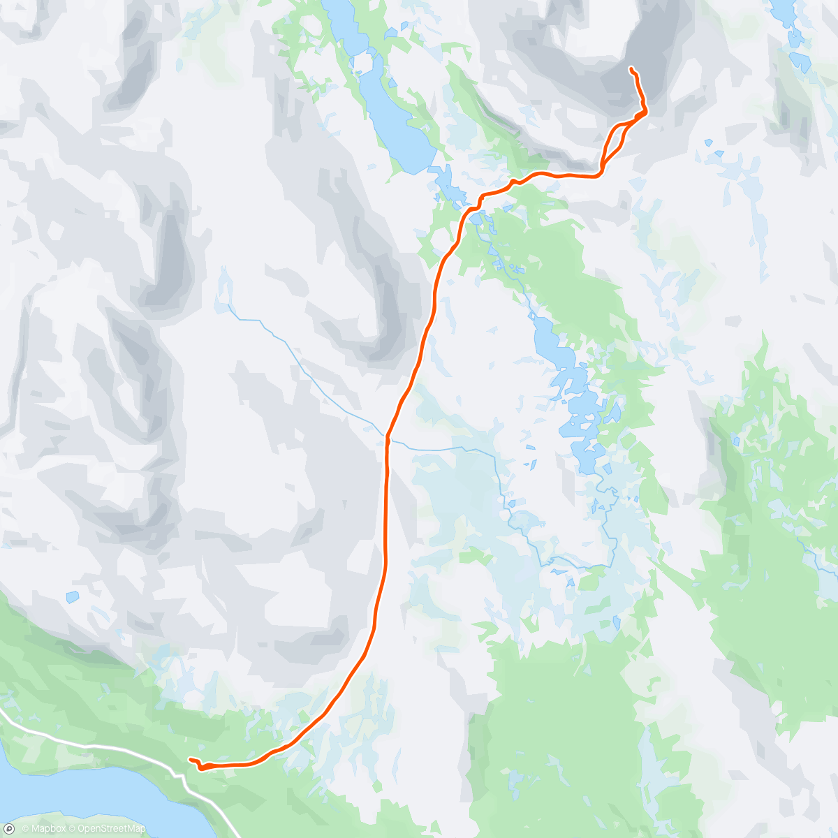 Map of the activity, 31.4 km fjellskitur til Store Sølnkletten