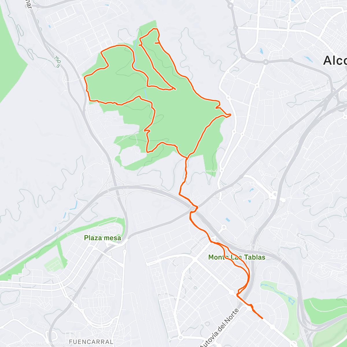 Карта физической активности (Monte de Valdelatas)