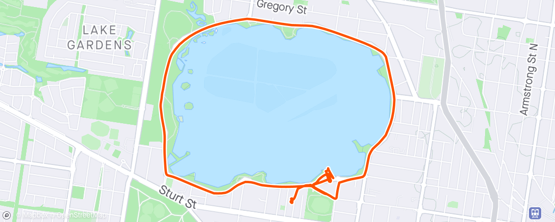 Karte der Aktivität „Watching Ballarat marathon on the bike”