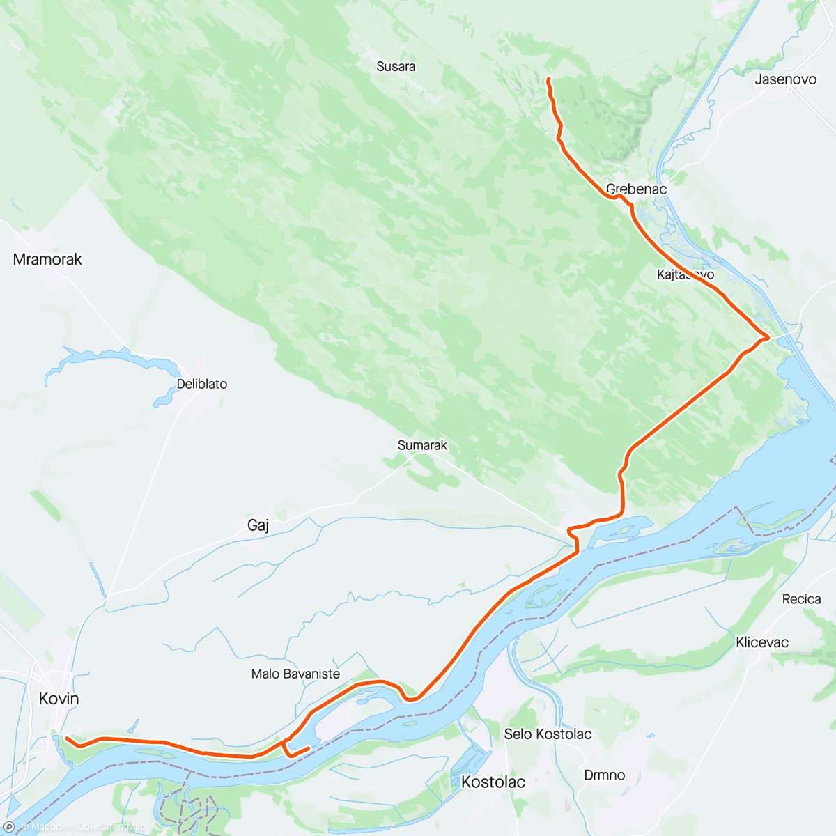 Map of the activity, S3E1 : Kovin - nasip - Zagajička brda