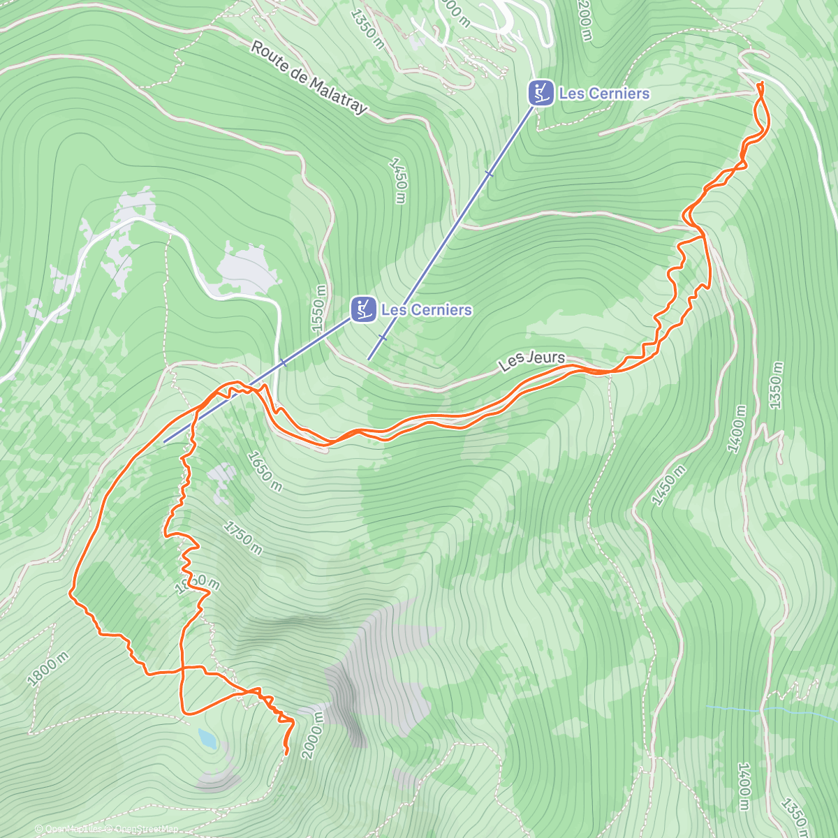 Map of the activity, Ski nordique dans l'après-midi