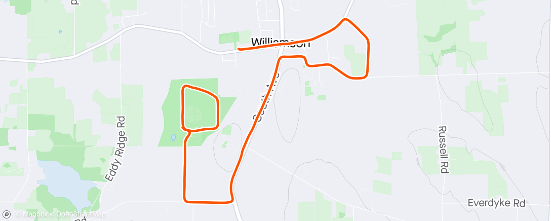 Map of the activity, Easy run after weight training