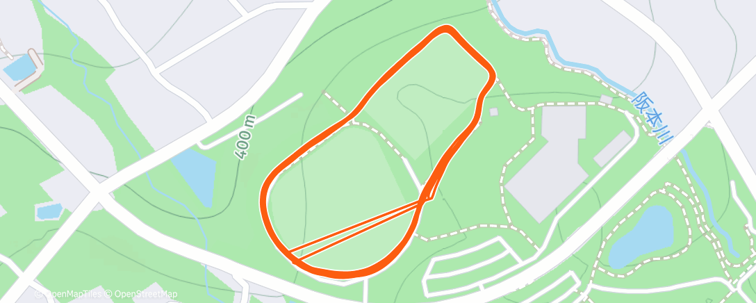 Map of the activity, Easy Build-up Run 1km x 10 = 10km