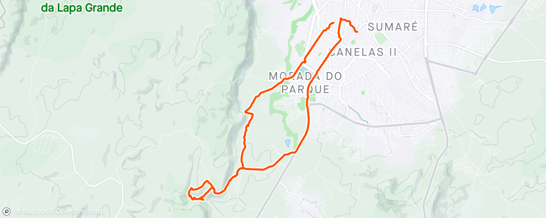 Map of the activity, Trilha noturna