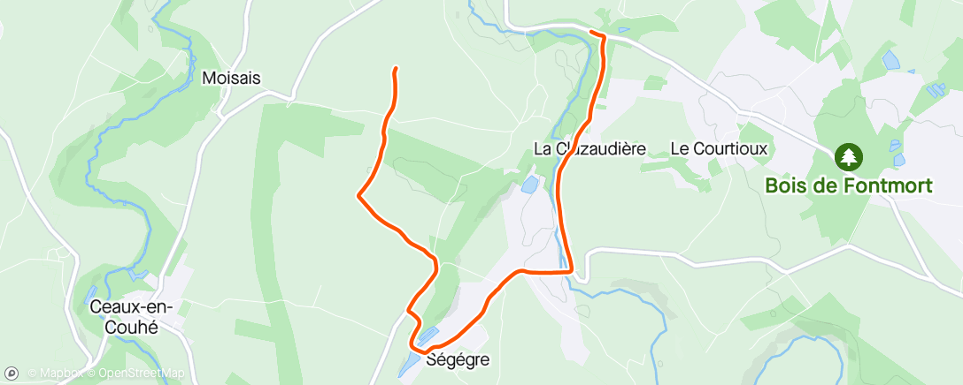 Map of the activity, Course à pied le soir