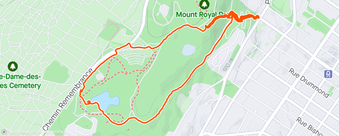 Map of the activity, 4x up and down Mont-Royal with the Missus - new PR