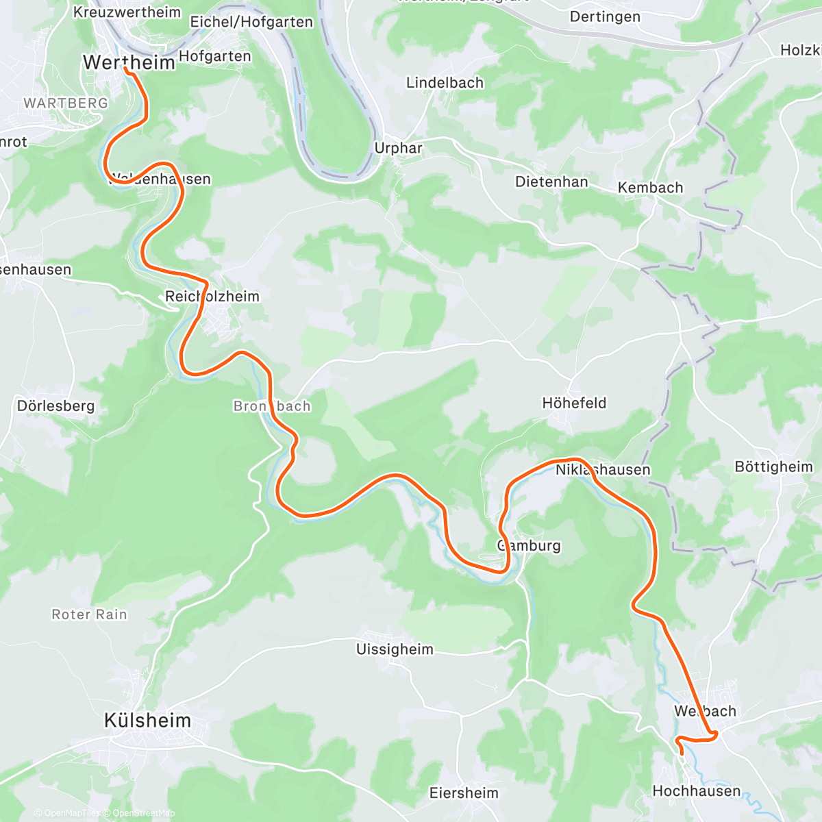 Map of the activity, ROUVY - Wertheim to Werbach | Germany