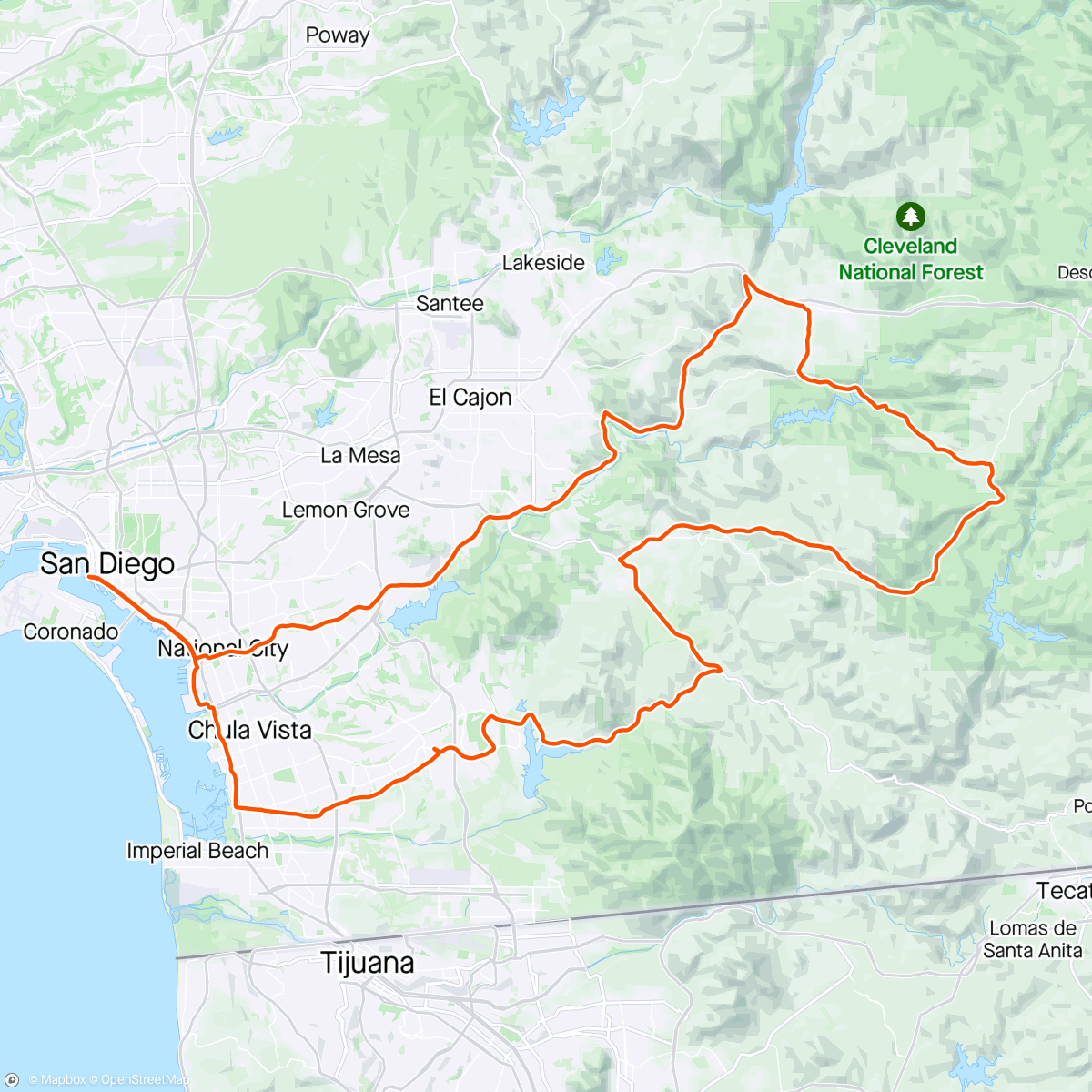 Map of the activity, 2024 San Diego GranFondo