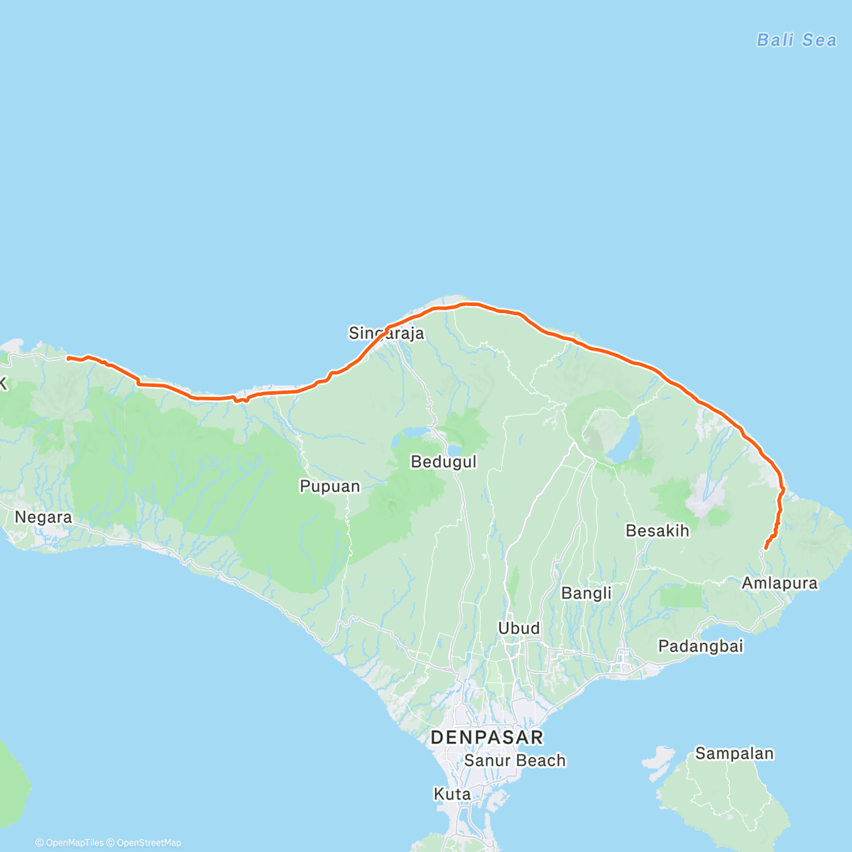 Map of the activity, Work and Travel 16 — detour na Bali