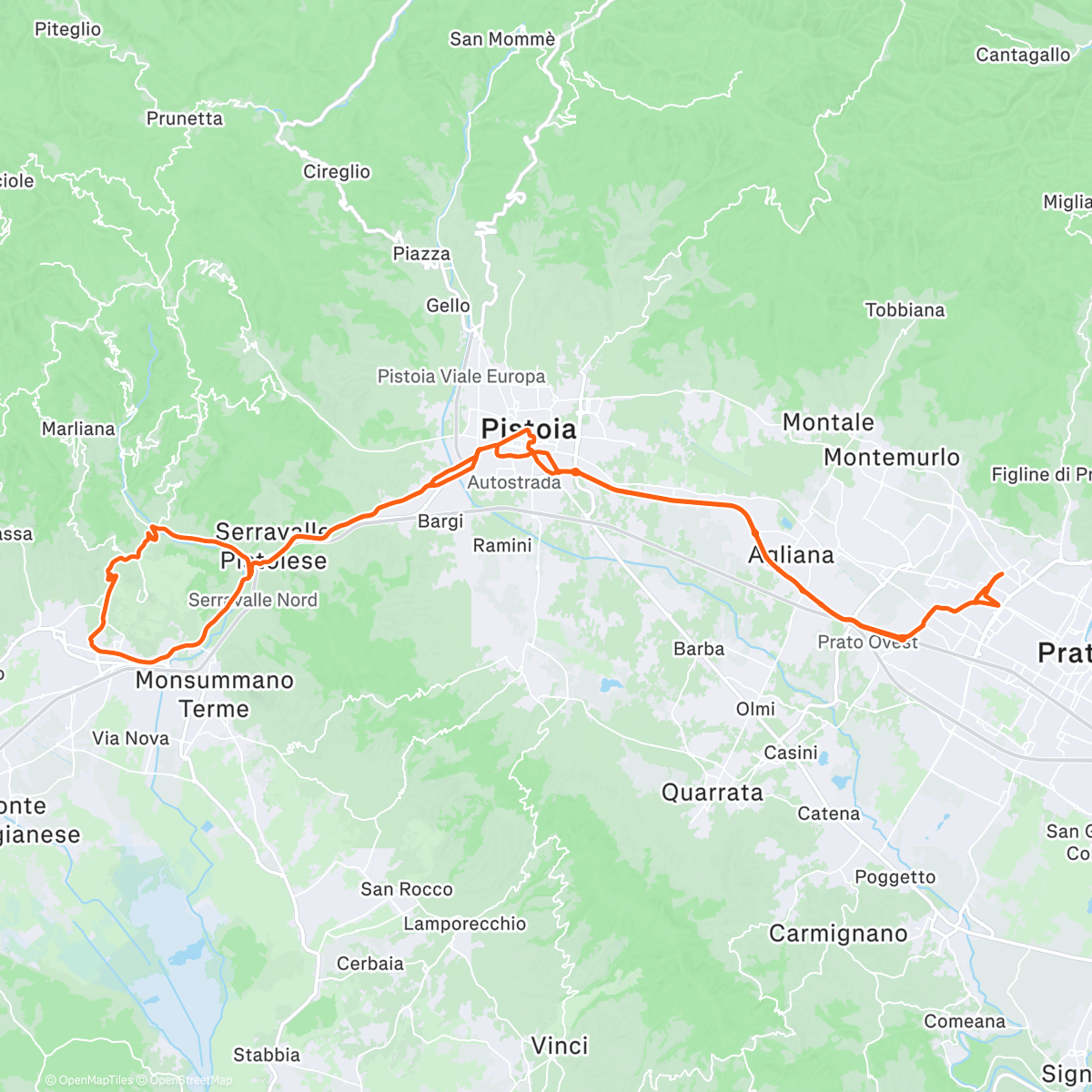 Map of the activity, Pedalata dell'ora di pranzo