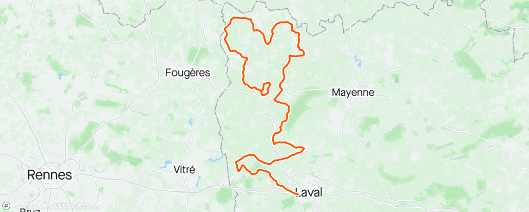 Map of the activity, Boucles de la Mayenne 2.pro (Crash in final sprint)