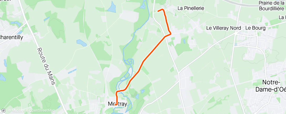 Map of the activity, Course à pied le midi