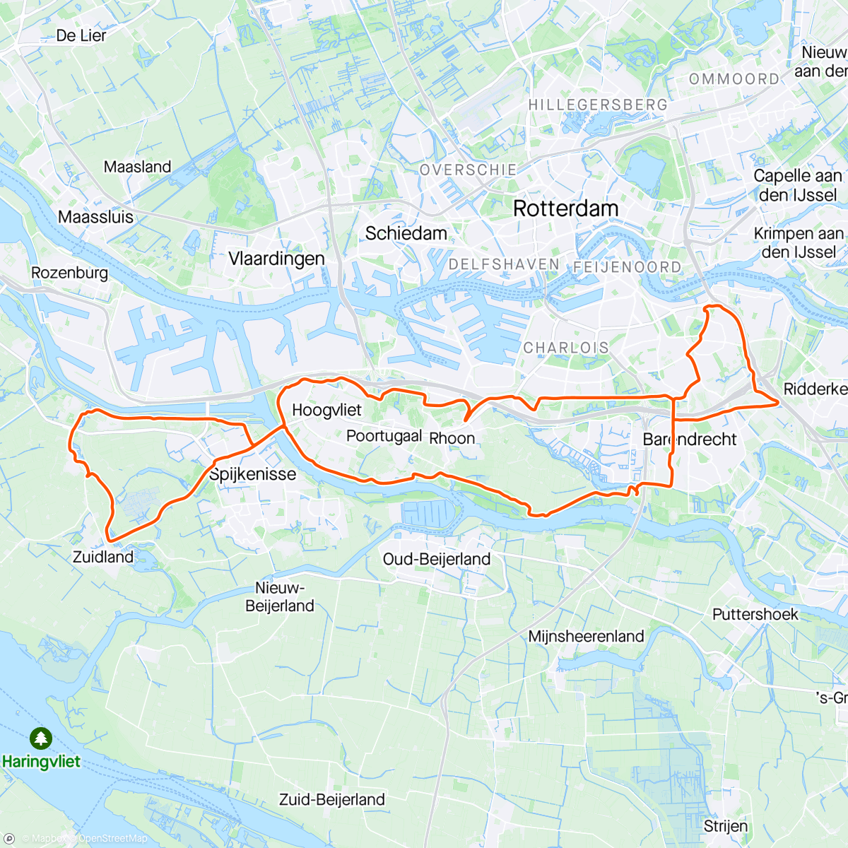 Map of the activity, Rondje Geervliet (de helft solo)