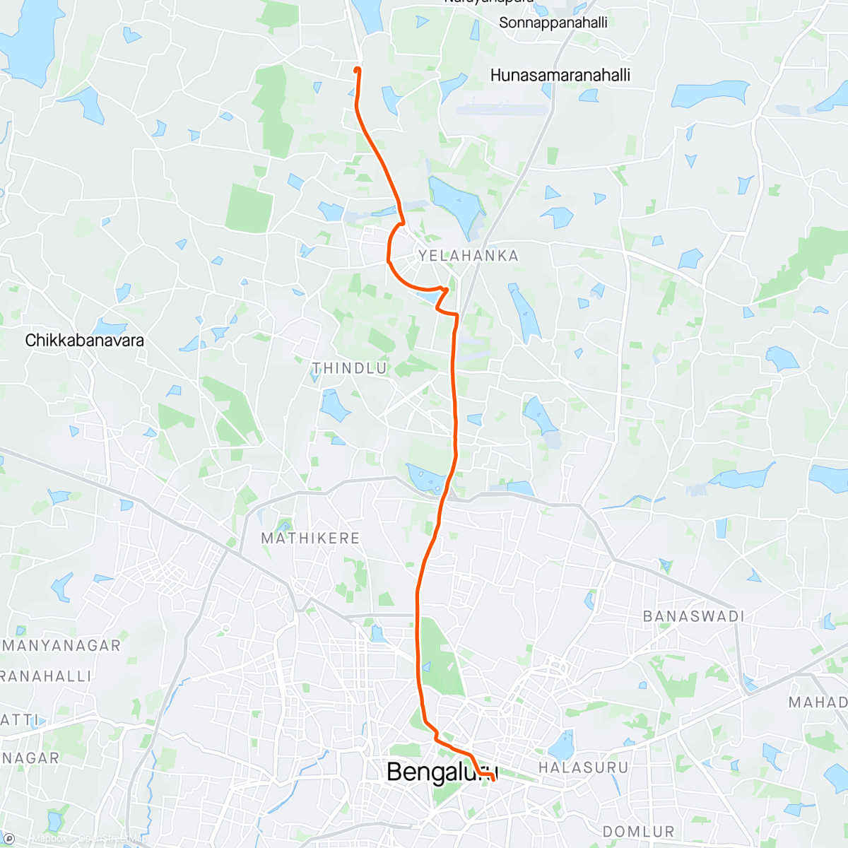 Mapa de la actividad (Ride back to home after scrumptious breakfast at Royal Challengers Bangalore cafe)