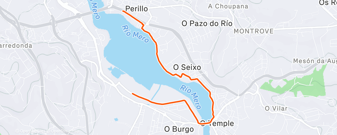 Map of the activity, Senderismo al anochecer