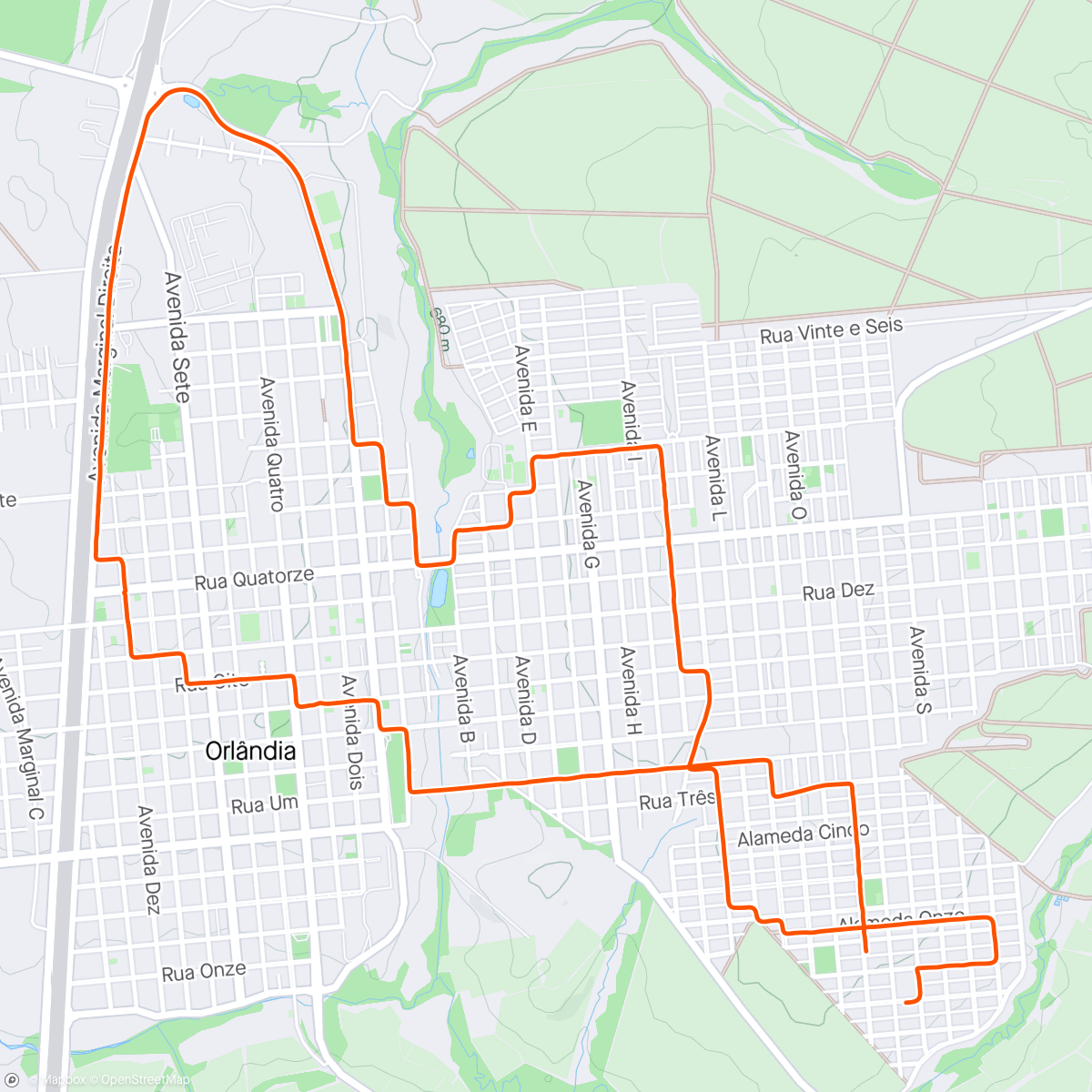 Map of the activity, Pedal X patinete