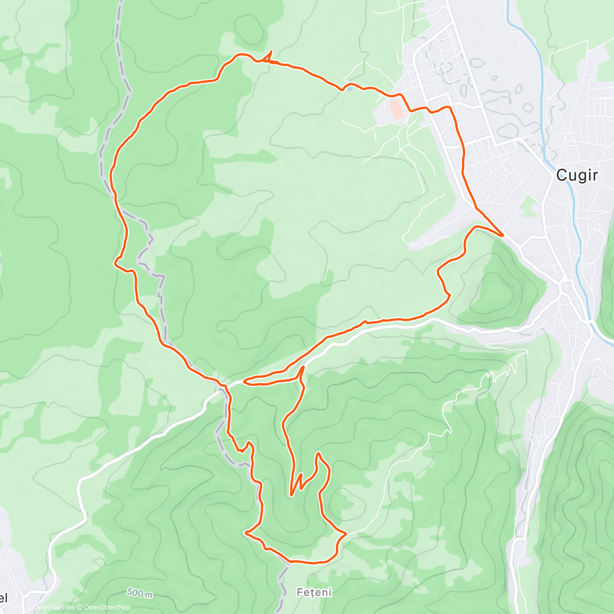 Map of the activity, Afternoon Run