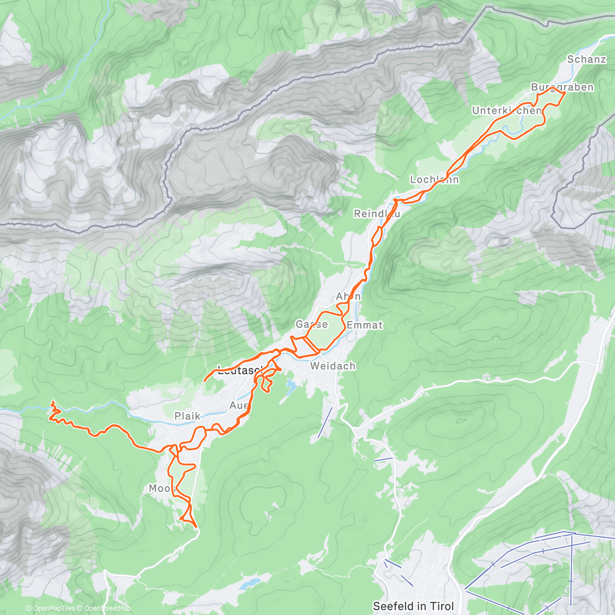 Map of the activity, Wunderschön stak i Leutasch