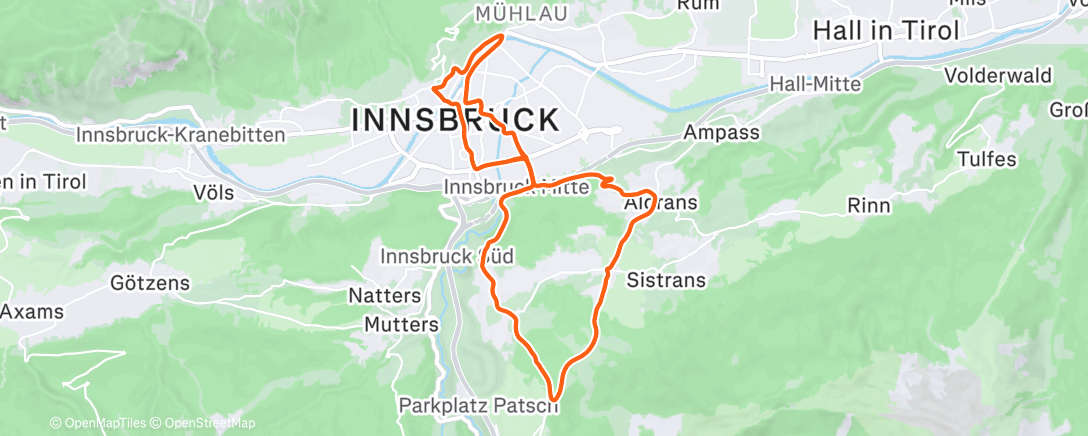 Map of the activity, Zwift - Innsbruck KOM After Party in Innsbruck