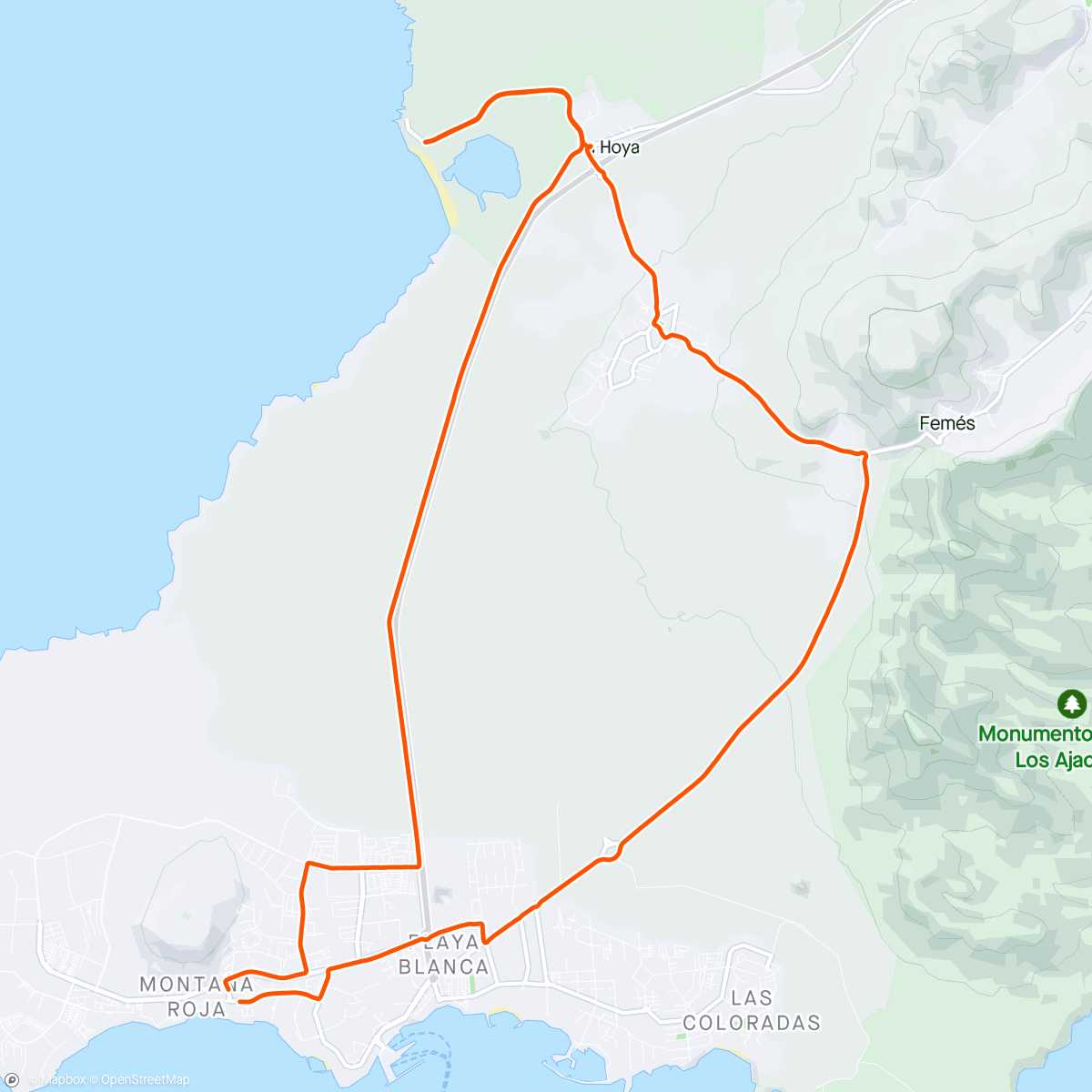 Mapa de la actividad (Playa blanca, Femes, Las Brenas, Hoya and back.)