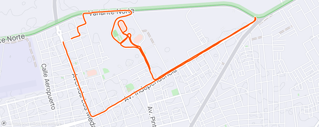 Map of the activity, Carrera de noche