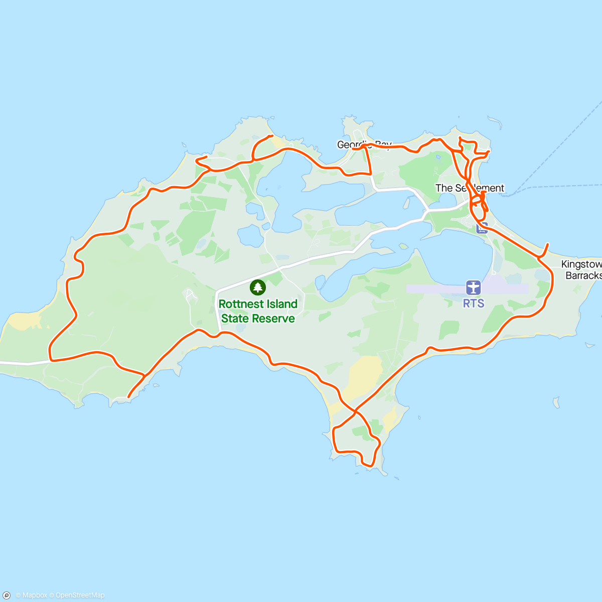 Map of the activity, Morning Mountain Bike Ride around Rottnest Island