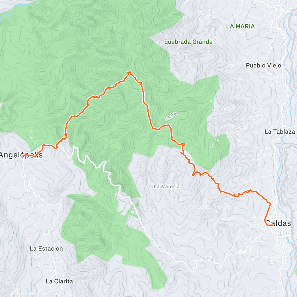 Карта физической активности (Ruta Caldas-Angelópolis)