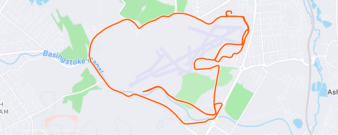 Map of the activity, Farnborough half marathon