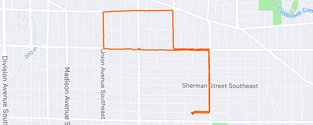 Map of the activity, Evening Run