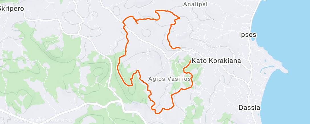 Map of the activity, Afternoon Run