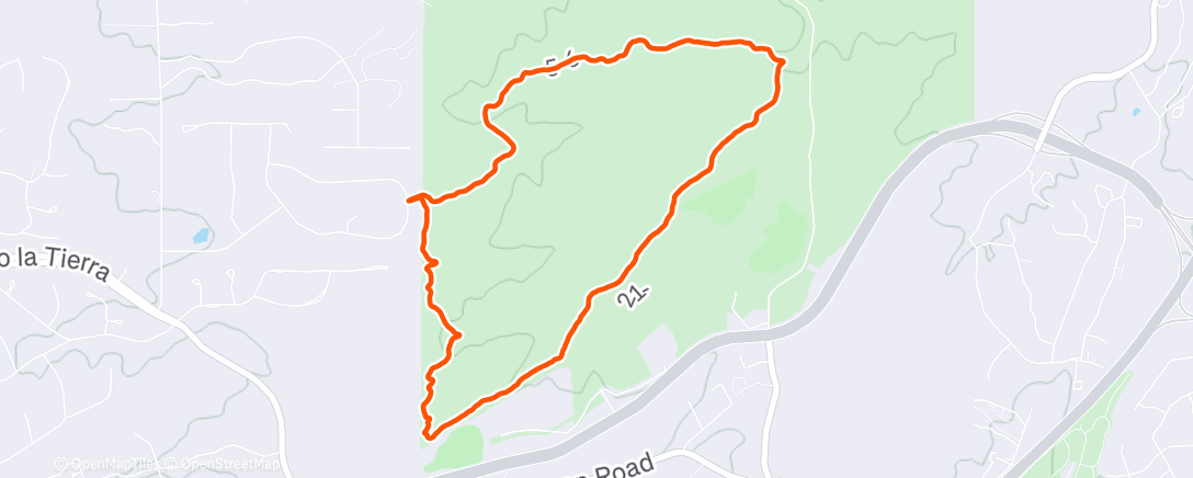 Map of the activity, Afternoon Trail Run
