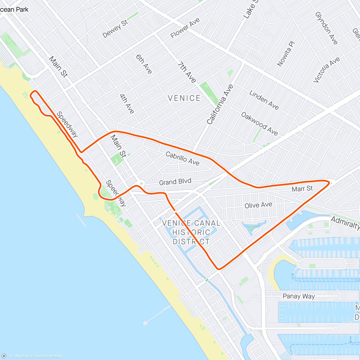 Map of the activity, Venice Run Club