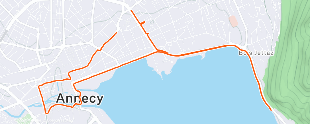 Map of the activity, Course à pied le soir