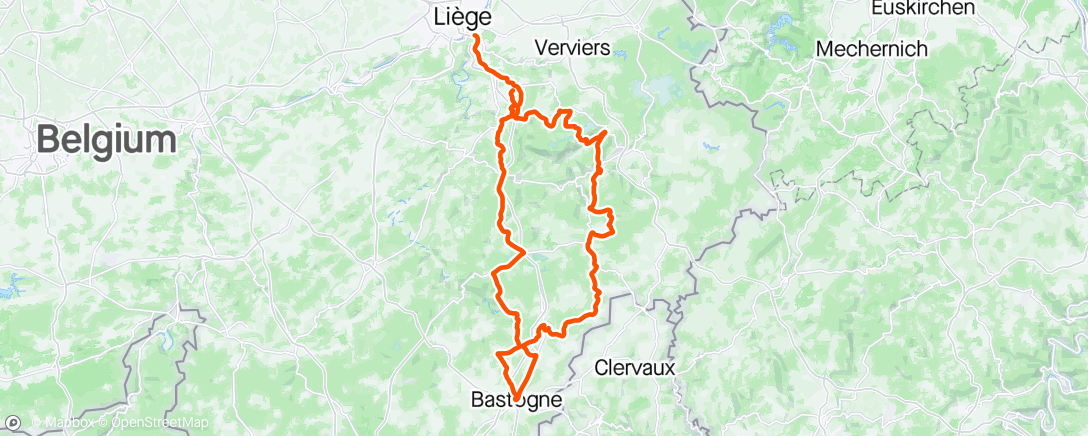 Map of the activity, Liege-Bastogne-Liege : 🪫🪫🪫