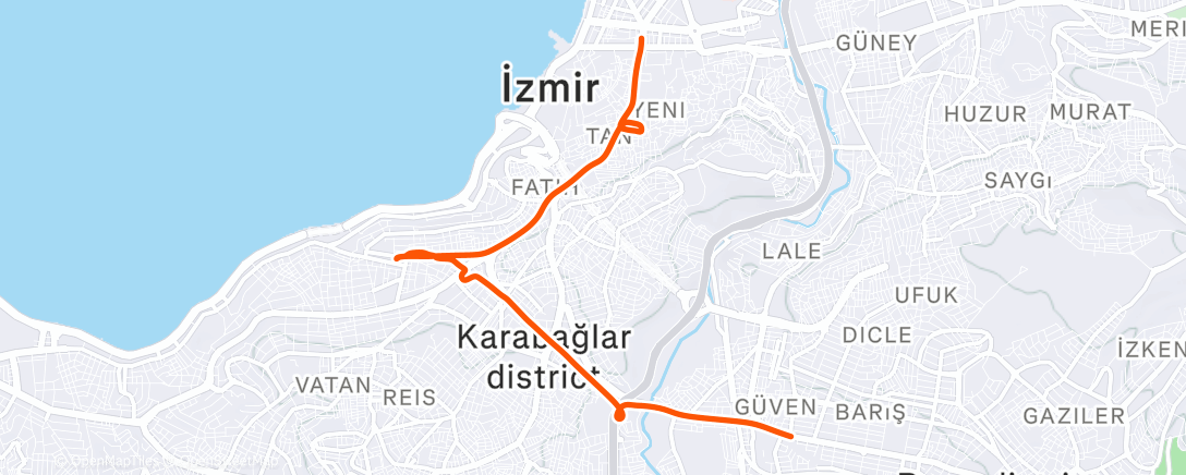 Map of the activity, Evening Ride