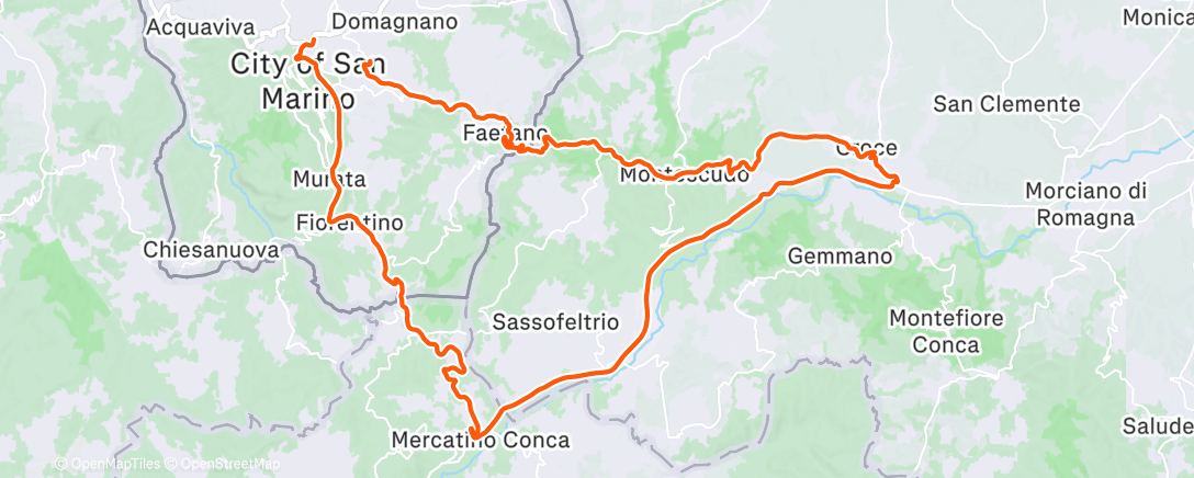 Map of the activity, Pedalata mattutina