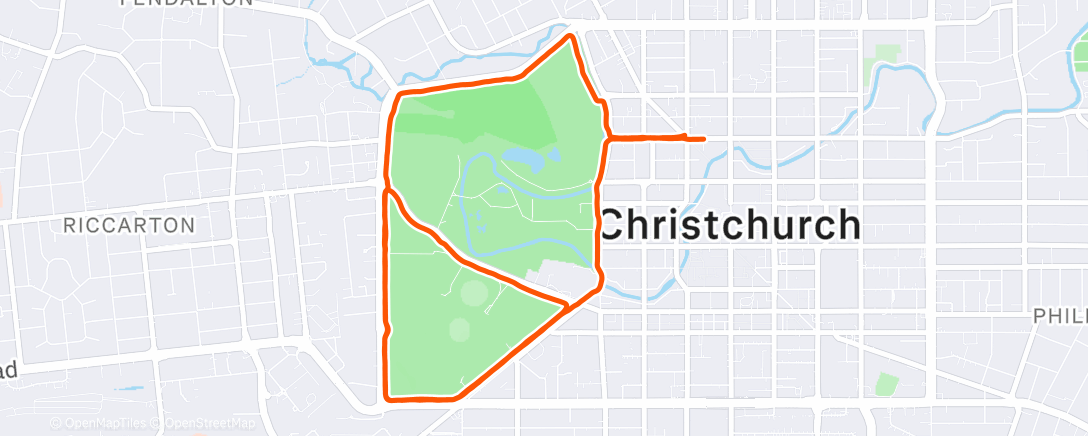 Карта физической активности (Rondje Hagley Park in Jezuschristchurch)