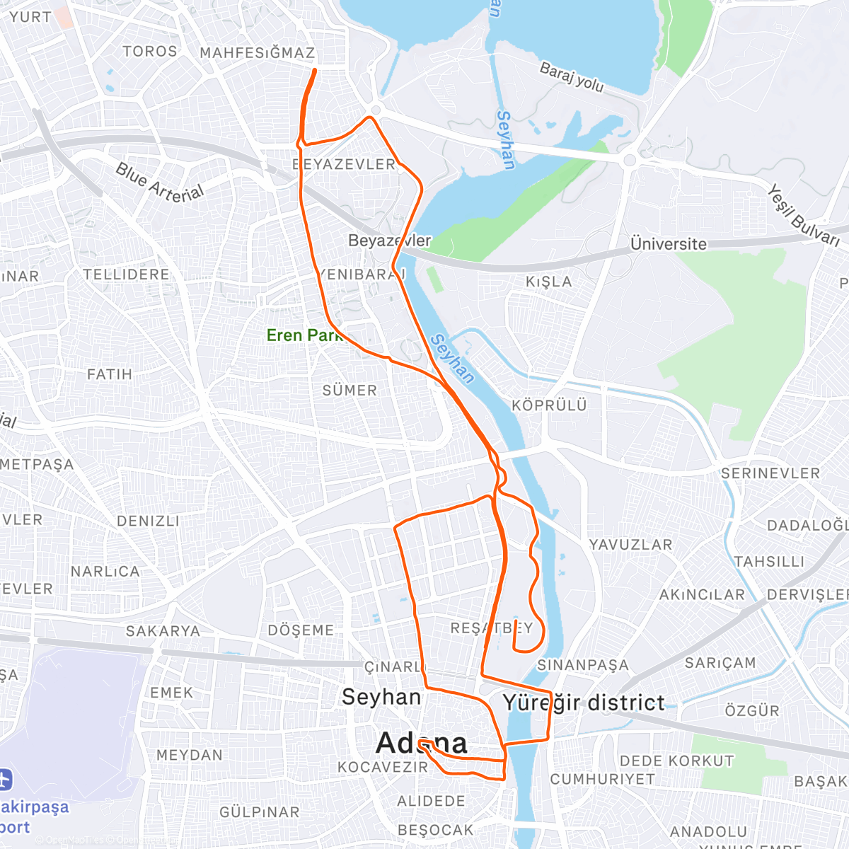 Map of the activity, Adana Kurtuluş Yarı Maratonu - 2026