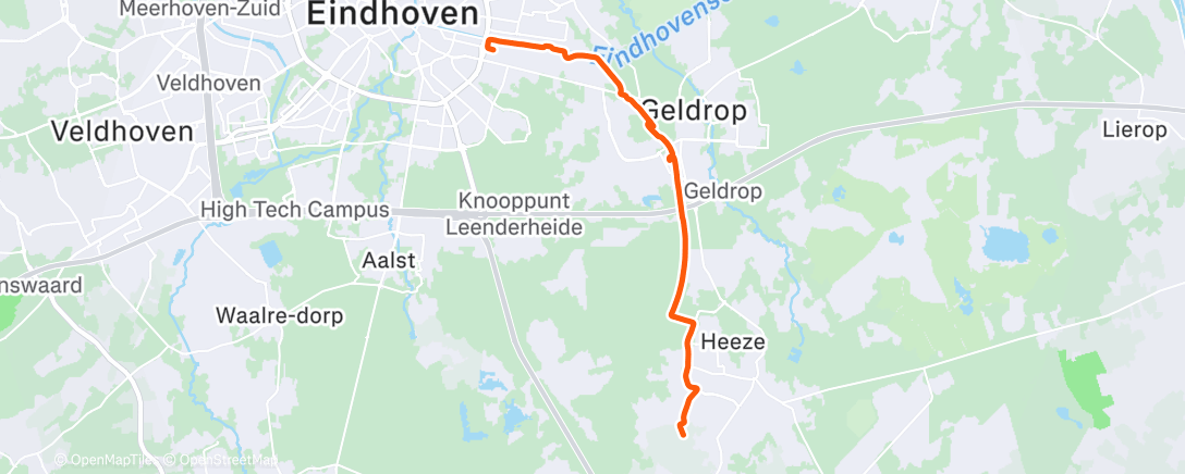 Map of the activity, Evening Ride