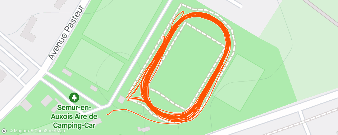 Map of the activity, 5*1000 (3:34’) R1:30’ ♨️🥵