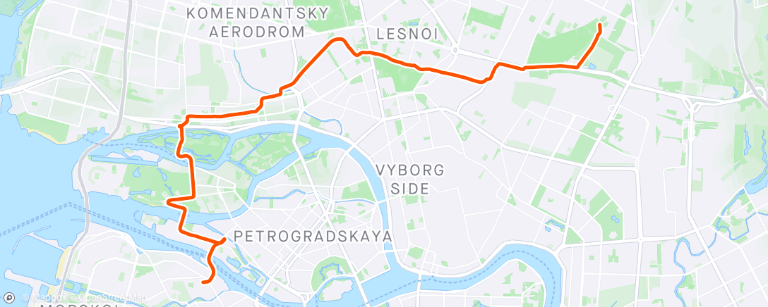 「Вечерний велозаезд」活動的地圖