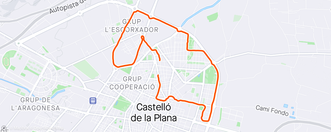 Map of the activity, Carrera urbana nocturna 28’ asequibles
